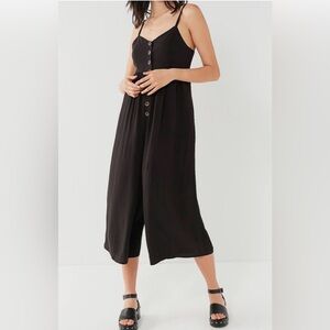 URBAN OUTFITTERS Women’s Black Button-Down Crop Wide Leg Jumpsuit Size S